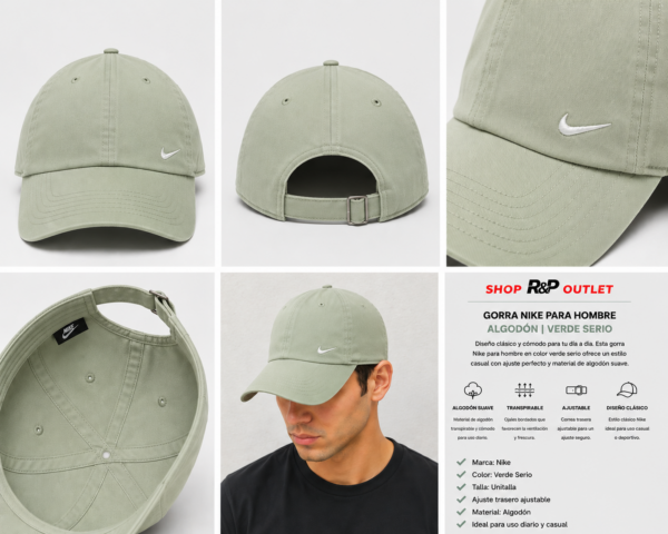 Gorra nike Gorra Nike Club Cap Hombre Verde Ajustable Casual