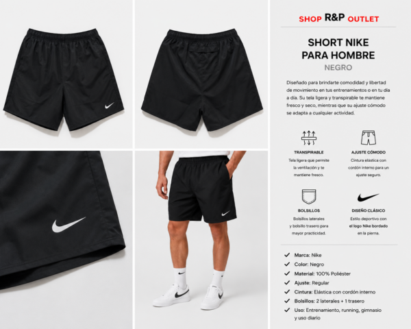 short nike Short Nike Challenger Hombre Negro Deportivo Running Gym Casual