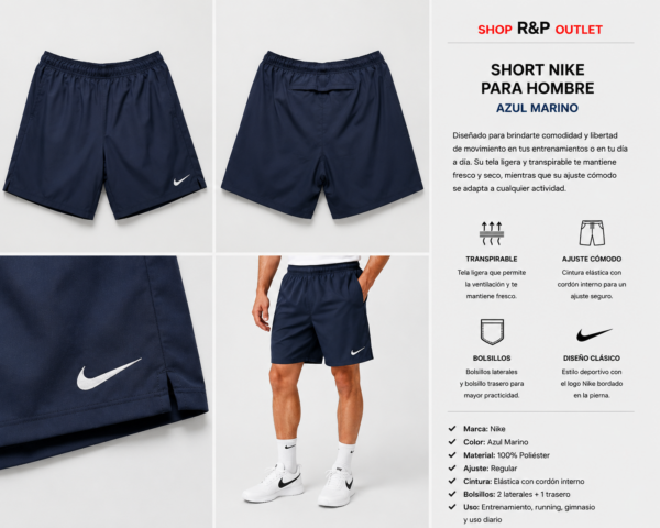 Short nike Short Nike Hombre Azul Marino Deportivo Running Gym Casual