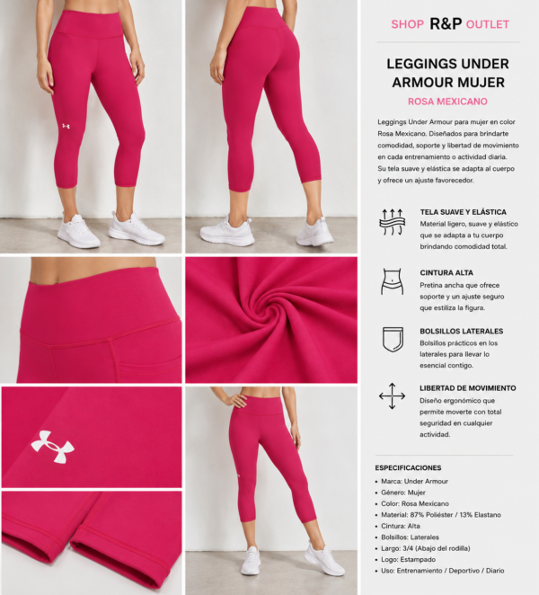 Leggings rosas under Leggings Under Armour Mujer Rosa Mexicano Deportivo 3/4