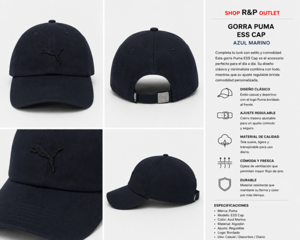 Gorra puma Gorra Puma Essentials Negra Ajustable para Hombre