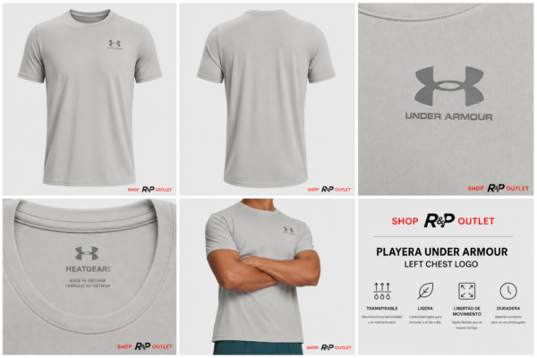 UA gris Playera Deportiva Under Armour Gris Claro Hombre | Left Chest Logo