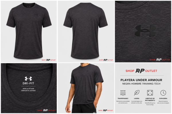 ChatGPT Image 28 may 2026, 12_06_24 p.m. Playera Deportiva Under Armour Hombre Negra Training Tech