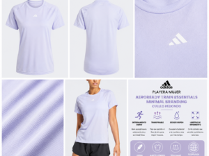 Playera adidas Aeroready Train Essentials Minimal Branding Mujer Lila