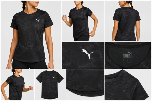puma negra Playera Puma Run Velocity Mujer Negra | Ligera y Cómoda para Entrenamiento