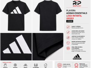 adidas negra Playera adidas Essentials Logo Infantil Unisex Negra | Cómoda y Versátil para Niños y Niñas