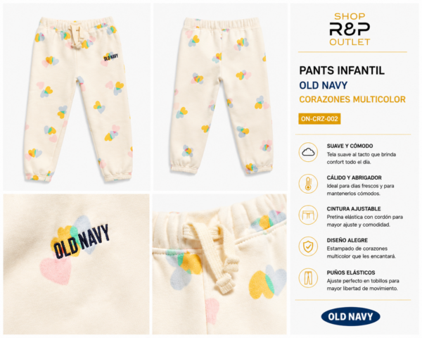 old corazones Pants Infantil Old Navy Corazones Multicolor | Jogger Suave y Cómodo para Niña