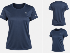 Playera Deportiva Charly Mujer Azul Manga Corta